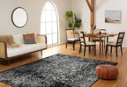 SAFAVIEH Area Rug 9x12 - Evoke Collection - Large - Black & Grey, Distressed Design, Non-Shedding & Easy to Clean, Ideal for Living Room, Bedroom, Dining Space (EVK256R)
