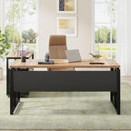 Tribesigns 63" L Shaped Desk with Drawer Cabinet, Executive Computer Desk and lateral File Cabinet, 2 Piece Home Office Furniture with Drawers for Hanging File, Doors with Locks (Brown, 63 inches)
