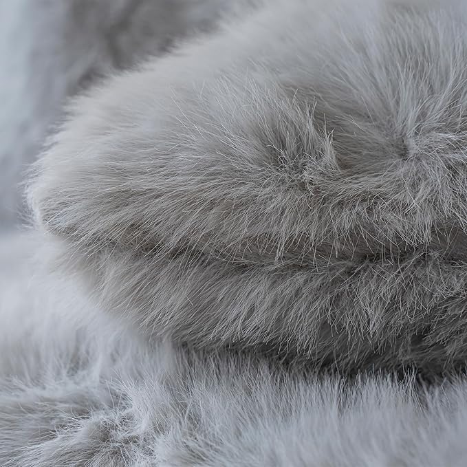 Neelvin Light Grey Faux Fur Cozy Fluffy Double-Sided Decorative Throw Pillow Covers 16x16 inch Set of 2,Velvet Pillowcase Cushion Case for Sofa Couch