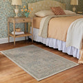 RUGGABLE x Morris & Co Washable Area Rug – Blackthorn Ivory Blue 4x6, Stain-Resistant, Non-Slip – Medium Machine Washable Rugs for Living Room, Bedroom, Hallway, Entryway & Office–with Cushioned Pad