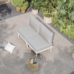 Sundale Outdoor 2 Pieces Patio Furniture Set, Metal Outdoor Sectional Sofa with 6 Inch Olefin Cushion, All-Weather Modern Outdoor Conversation Sets