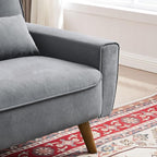 48" Small Loveseat Sofa, Mid Century Modern Love Seat with Back Cushions and Plastic Legs, 2 Seater Couches for Living Room, Bedroom, Small Spaces, Light Grey