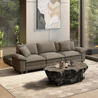 HERA'S HOUSE 124" Modular Sectional Sofa, Oversized Couches for Living Room, Comfy Cloud Couch 3-Seater Deep Seat Sofa with Throw Pillow, Chenille Ash