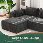 Hobestluk Cloud Single Sofa Memory Foam Couch with Deep Seat L Shaped Sofa with Removable Cover Large Couch for Living Room (Dark Grey, Single Sofa)