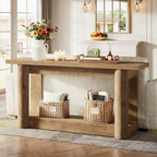 Tribesigns 63" Narrow Console Table, 2-Tier Storage Long Entryway Table, Sofa Foyer Furniture for Living Room, Entrance, Hallway, Light Brown