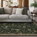 RUGGABLE x Morris & Co Washable Area Rug – Pomegranate Blue Green 6x9, Stain-Resistant, Non-Slip – Medium Machine Washable Rugs for Living Room, Bedroom, Hallway, Entryway & Office–with Standard Pad