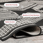 nuLOOM 5' x 8' Outdoor Tribal Geometric Area Rug, Stain Resistant, Weather Resistant, High Traffic, Patio, Balcony, Outside, Ranya Black