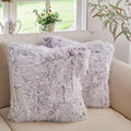 Cheer Collection Throw Pillows for Couch and Bed, Soft Shaggy Throw Pillows with Inserts Included, Cozy Long Hair Faux Fur Pillows - Set of 2-20" x 20" - Purple