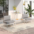 Sundale Outdoor 3 Pieces Patio Furniture Set, Metal Outdoor Sectional Sofa with 6 Inch Olefin Cushion and Coffee Table, All-Weather Modern Outdoor Conversation Sets (Wihte Frame)