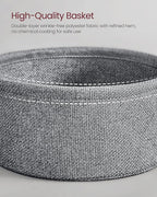 VASAGLE LILEA Collection - Side Table with Charging Station, Round End Table with Fabric Basket, Nightstand with USB Ports, for Living Room, Bedroom, Modern, Dove Gray and Slate Gray ULET228G01