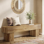Tribesigns 63“ Extra Long Dining Bench, Farmhouse Wooden Entryway Bench, Indoor End of Bed Bench for Bedroom, Living Room, Dining Room, Hallway, Light Brown
