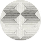 RUGGABLE x Jonathan Adler Machine Washable Area Rug – Labyrinth Black/Ivory 8 ft Round, Stain-Resistant, Non-Slip – Large Rugs for Living Room, Bedroom, Hallway, Entryway & Office–with Cushioned Pad