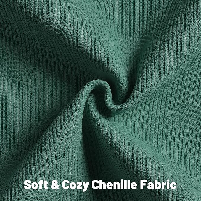 FUTEI Teal Chenille Decorative Throw Pillow Covers 20x20 Inch Set of 2,Soft Cozy Striped Geometric Patterns Cushion Cases,Modern Home Decor for Couch Bed Living Room
