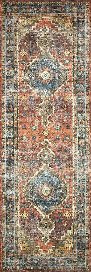 Loloi Skye Collection SKY-11 Rust/Blue 6'-0" x 6'-0" Round Area Rug