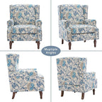 Lumibee High Back Accent Chair, Armchair in Fabric,Comfy Upholstered Wingback Single Sofa Reading Chair with Solid Wood Legs for Living Room,Bedroom,Office-Boho Blue