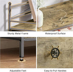 VECELO Dresser TV Stand for Bedroom with 5 Fabric Drawers, Entertainment Center for 32/40/43 in TVs, Media Console Table with Storage, Open Shelf, Adjustable Feet, Living Room Furniture, Rustic Gray