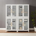 Crosley Furniture Roarke 2-Piece Glass Door Kitchen Pantry Storage Cabinet Set, Living Room, Entryway, White