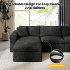 108.3" Cloud Sectional Couches for Living Room, L-Shape Couch with Ottoman, 3 Seater Modular Sectional Sofa with Deep Seats for Bedroom Office