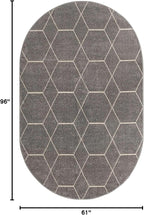 Unique Loom Trellis Frieze Collection Area Rug - Geometric (5' x 8' Oval, Light Gray/ Ivory)