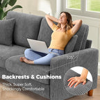 Kidirect 70in Corduroy Couch, Sofa No Tool Assembly, Comfy Couches for Living Room 21in Deeper Seats, Corduroy Sofas for Living Room with 2 Pillows, Oversized Loveseat Sofa, Boho Love Seat Grey Couch