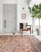 Loloi Layla Collection LAY-02 Spice/Marine 9'-0" x 12'-0" .13" Thick Area Rug, Soft, Durable, Vintage Inspired, Distressed, Low Pile, Non-Shedding, Easy Clean, Printed, Living Room Rug