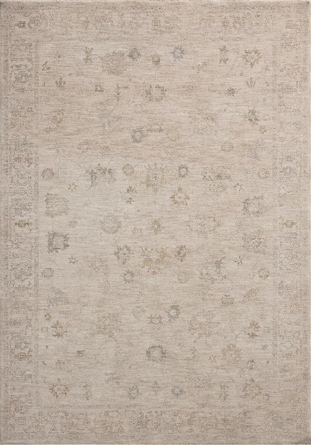 Loloi Chris Loves Julia Louisa Collection LOI-01 Oatmeal/Stone 9'-6" x 9'-6", .38" Pile Height, Round Area Rug