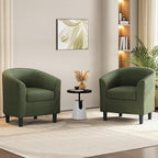 Yaheetech Corduroy Barrel Chairs Set of 2, Upholstered Club Chairs, Round Armchairs Waiting Room Chairs with Soft Cushion for Living Room Bedroom Reading Room, Dark Green