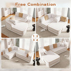 Cloud Sectional Sofa Modern Boneless Couch for Living Room, Comfy Deep Seat Comfy Teddy Fabric Double Sofa Chaise No Assembly Required (White, 106" L Shape with Left Facing)