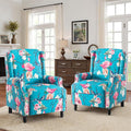 Recliner Chair, Upholstered Wingback Floral Pushback Armchair with Adjustable Backrest & Footrest, Comfy Accent Chair Reading Single Sofa for Small Spaces, Living Room, Bedroom (Peacock, Set of 2)