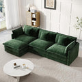 Modular Sectional Sofa, 111.5 Inch L-Shaped Cloud Sofa with Deep Seat Chenille Sofa with Cushions, Three-Self Sectional Sofa for Living Room Apartment,Evergreen