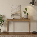 NTC Mingle 47-Inch Console Table, Modern Solid Wood Entryway Table with Hidden Drawer, Waterproof & Heat Resistant, Narrow Table for Hallway, Living Room & Foyer, Teak Look