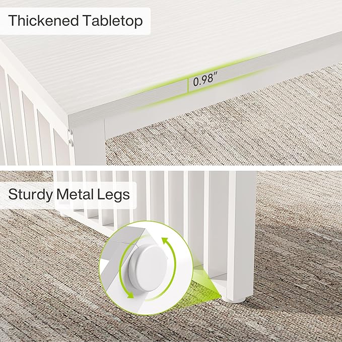 LITTLE TREE Two Person Desk, 78.74" Extra Long Computer Desk for 2 People, White Wooden Double Study Desk with Heavy Duty Metal Legs, Large Business Workstation for Home Office