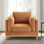 VANOMi 41.34" Oversized Accent Chair, Upholstered Armchair with Solid Wood Legs Living Room Chairs with Wide Armrest Pads, Reading Chair for Bedrooms, Apartments, Living Rooms, Offices（Curry）