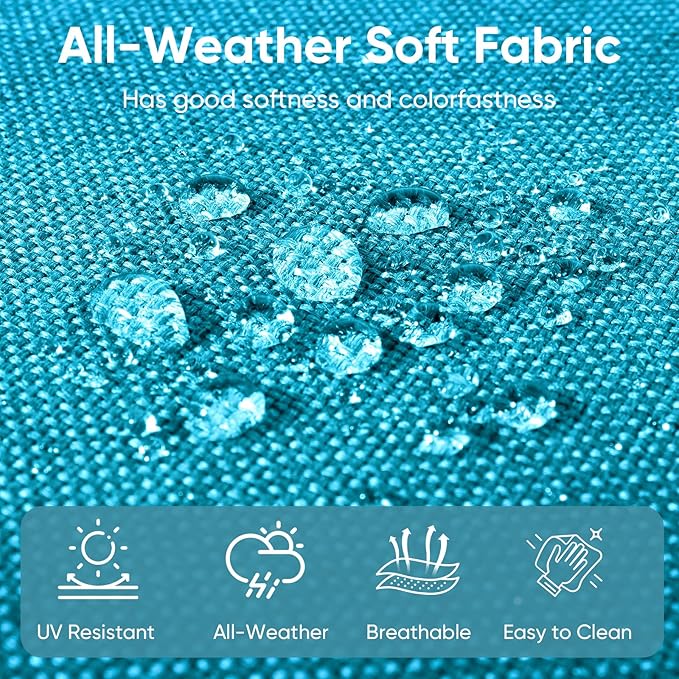 Outdoor Chair Cushions 3 Packs - Outside High Back Thick Water-Resistant Cushion 22x24 with Zipper Cover for Patio Glider Rocking Chairs Loveseat Couch – Teal/Buckle