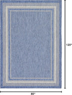 Unique Loom Outdoor Border Collection Area Rug - Soft Border (7' 1" x 10' Rectangle, Blue/ Ivory)