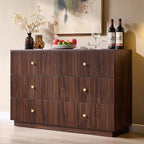 Fluted Dresser for Bedroom, 47" 6 Drawer Dressers, Wood Tall Dresser Storage Organizer, Modern Chest of Drawers with Deep Storage for Closet Hallway, Entryway, Living Room, Brown
