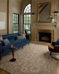 Loloi Chris Loves Julia Dorothea Collection DRT-01 Oak/Natural 8'-6" x 11'-6" Area Rug Wool Neutral Floral Living Room Bedroom Carpet