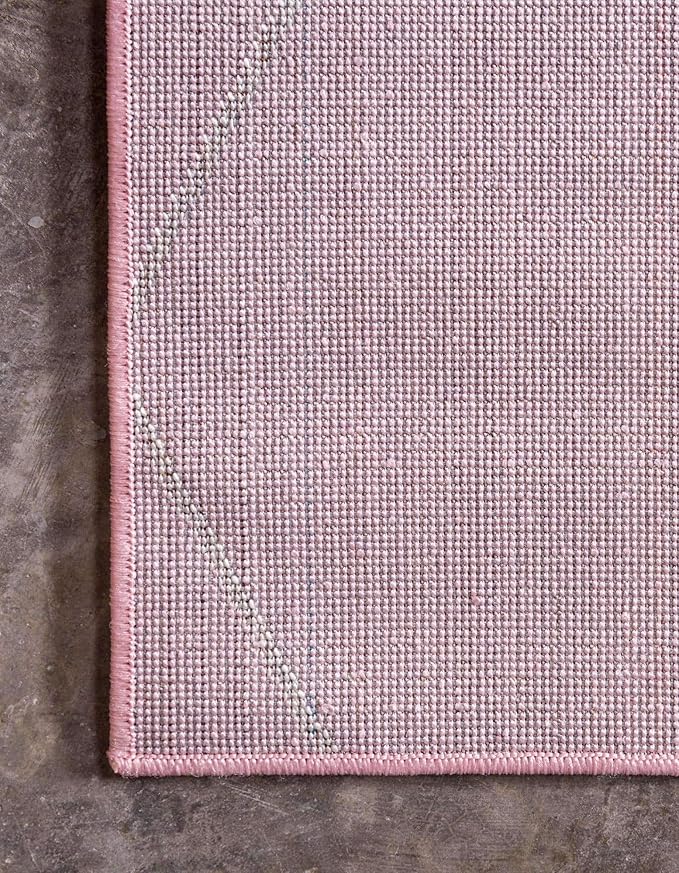 Unique Loom Trellis Frieze Collection Area Rug - Geometric (3' Square, Light Pink/ Ivory)