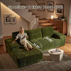 114" Glitter Cloud Sectional Couch with L-Shape Chaise, Modern Boneless Couches for Living Room Christmas Party, Fluffy Tufted Deep Seat Modular Sofa in a Box No Assembly