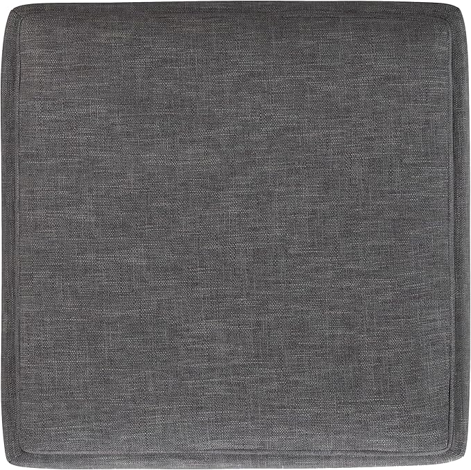 SIMPLIHOME Natasha 18 inch Wide Mid Century Square Mid Century Storage Ottoman with Tray in Slate Grey Polyester Linen, Assembled, For the Living Room, Entryway and Family Room