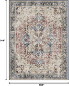 RUGGABLE Washable Vintage Area Rug – Kamran Royal Blue 9x12, Stain-Resistant, Non-Slip – Large Machine Washable Rugs for Living Room, Bedroom, Hallway, Entryway & Office–with Standard Pad
