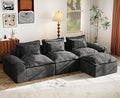 Hobestluk 120" Cloud Modular Sectional Couch 3-Seater Sofa with Ottoman L Shaped Sofa with Removable Cover Large Sofa Couch for Living Room (Dark Grey, 3-Seater Sofa with One Ottoman)