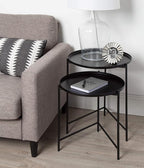 Kate and Laurel Ulani Set of 2 Nested Round Metal End Tables, Black