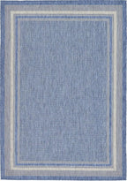 Unique Loom Outdoor Border Collection Area Rug - Soft Border (8' x 11' 4" Rectangle, Blue/ Ivory)
