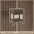 Fluted Night Stand with Golden Handle,Mid-Century Nightstands with Drawer,Modern Bedside Table with Storage Shelf,Large End Tables for Livingroom,Bed Side Tables for Bedroom,Walnut