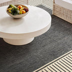nuLOOM 2' x 6' Outdoor/Indoor Asha Area Rug, Asha Dark Grey, Casual Design with Striped Border, Stain Resistant, Highly Durable, for Patio, Balcony, Bedroom, Living Room, Dining Room, Bathroom