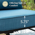 Patio Furniture Set 7 pcs, Outdoor Patio Furniture, 3-Seat Sofa, 2 Single Chairs, 2 Rocking Chairs, 2 Ottomans and 5.75" Extra Thick Cushion, Conversation Set for Deck,Gemstone Blue
