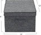 Household Essentials Large Fabric Storage Bins with Lids, Graphite, Set of 2