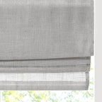 Madison Park Kyler Cordless Roman Shades - Single Panel, Lightweight Linen Blend Fabric, Natural Design, Easy Installation, Light Filtering Window Blind, Bedroom, Living Room Decor 29" W x 64" H Grey