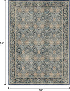 RUGGABLE x Morris & Co Machine Washable Area Rug – Honeysuckle & Tulip Blue 5x7, Stain-Resistant, Non-Slip – Medium Rugs for Living Room, Bedroom, Hallway, Entryway & Office–with Cushioned Pad